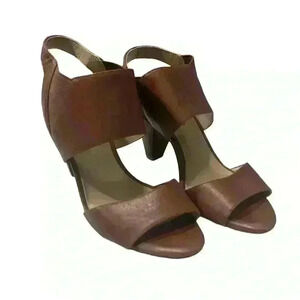 Karl Lagerfeld  Womens Brown Courts Paris Leather Floquet. Heel 3.5” sz 5.5